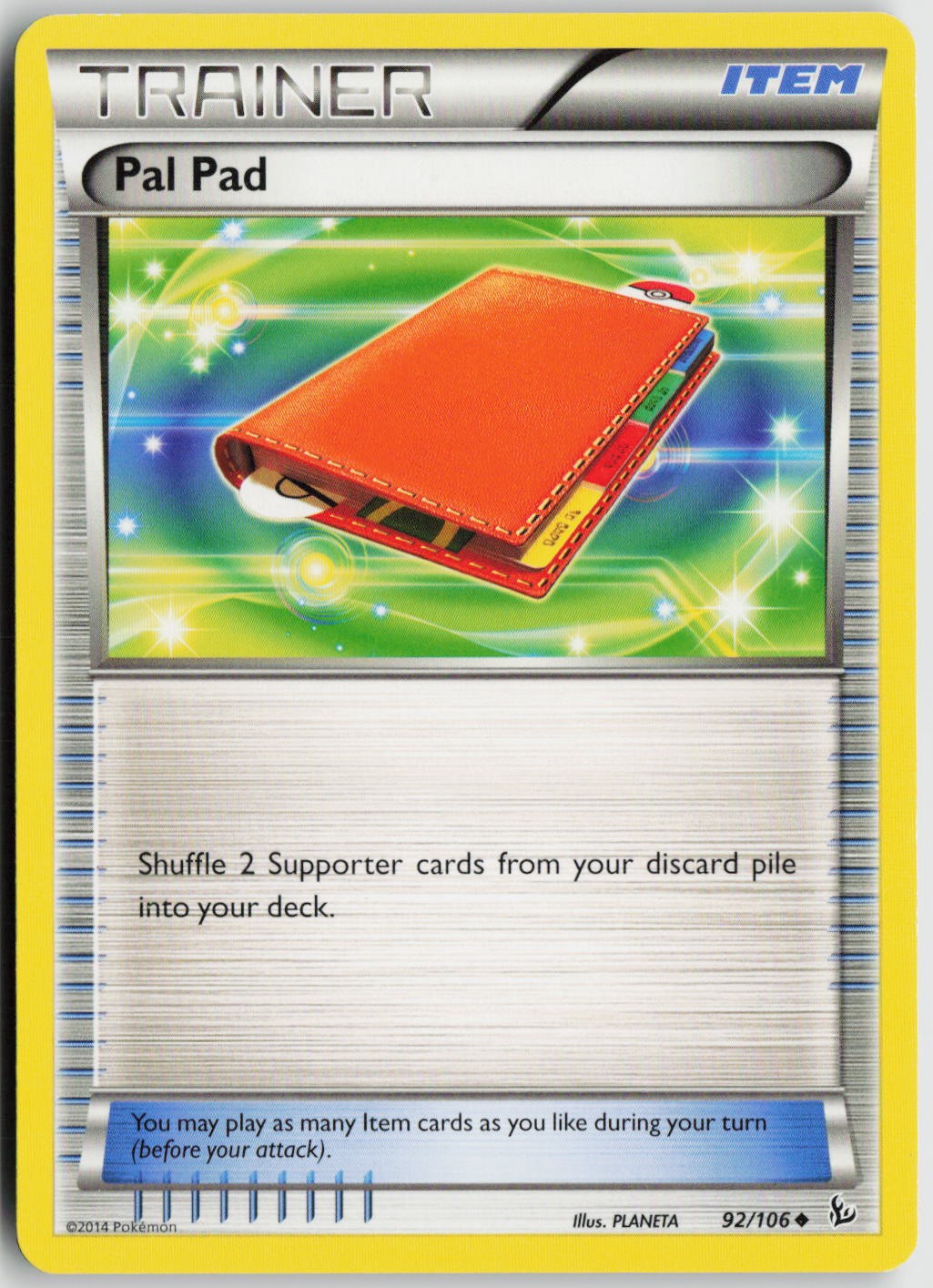 LP Pal Pad 92/106 Uncommon Flashfire Pokemon