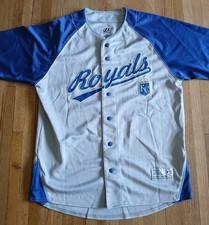 Kansas City Royals GRAY BLUE Dynasty Jersey Mens MLB Baseball Size L