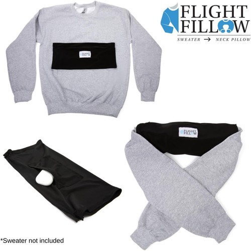 Stuffable Neck Pillow for Travel, Plane Long One Size, Black - Picture 5 of 9