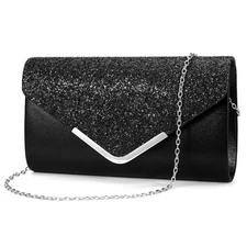 Women Envelope Clutch Bag Bling Evening Purse for Wedding Party with Detachab...