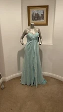 Amelia Couture #304 Removable Strap Maxi Dress  COCKTAIL/ PARTY GREEN SIZE 10
