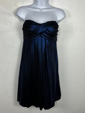 Xscape by Joanna Chen Womens Dress sz 8 Blue Strapless Built In Bra Pleated