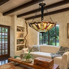 Tiffany Stained Glass Chandelier 5 Lights Pendant Lighting Fixture Ceiling Lamps