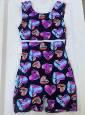 Moret Wilderness Heart Tank Biketard Unitard Leotard Bodysuit Heart Glitter Girl