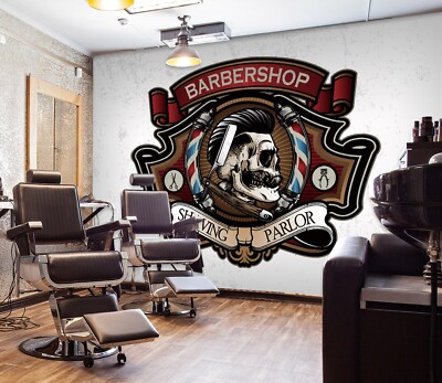 3D Mysterious E45 Hair Cut Barber Shop Wallpaper Mural Wall Print Murals CA Erin