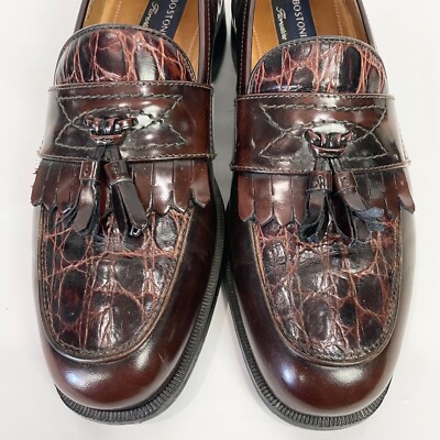 Bostonian Dark Brown Croc-Embossed Tassel Loafers Men main image 4