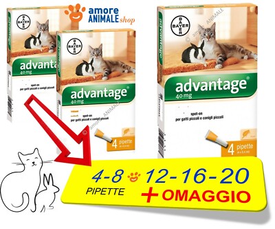 Bayer Advantage 4/8/12/16 / 20 Pipetten 40 MG für Katzen Und Hasen Bis 4 KG