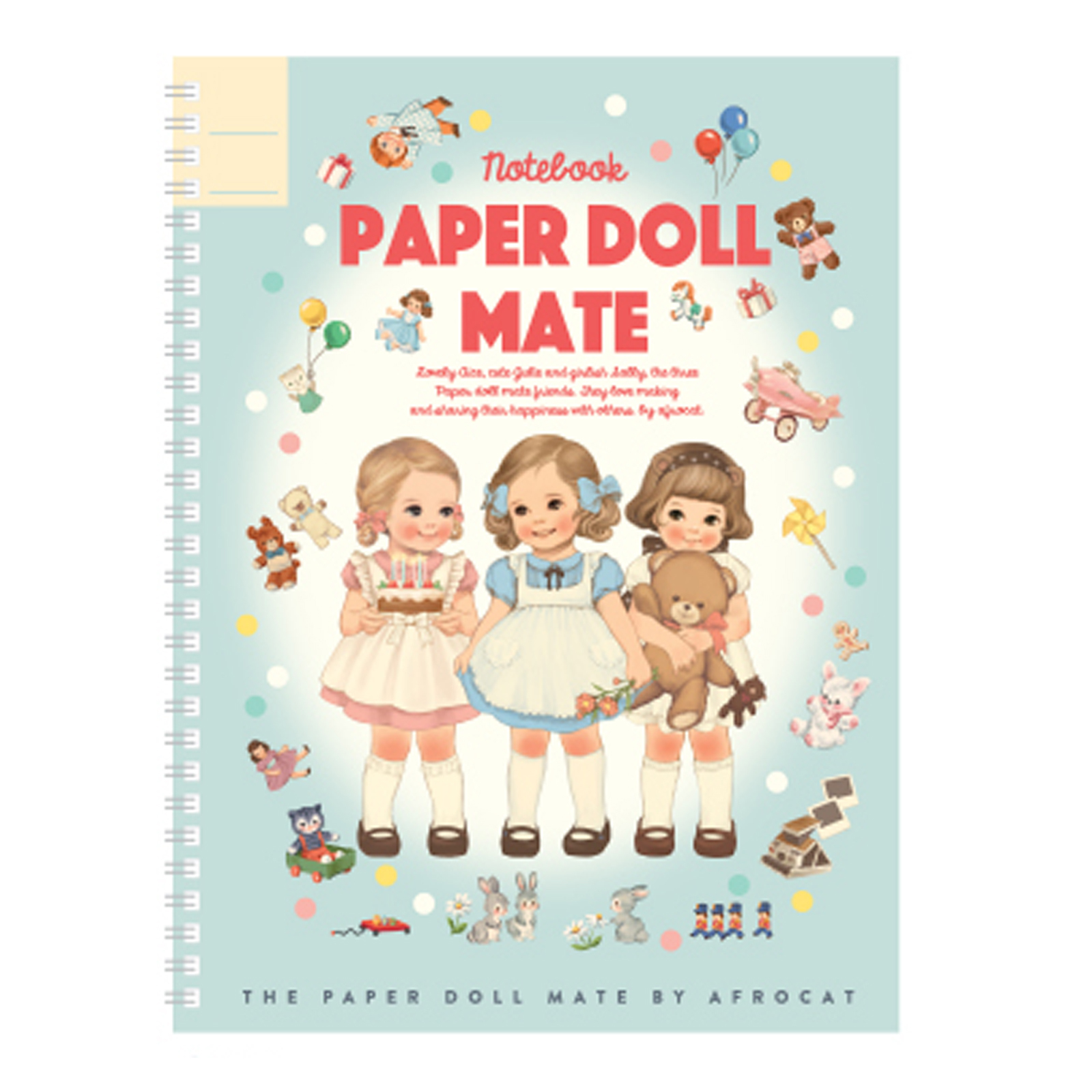 Afrocat Paper Doll Mate Spring Notebook Paper 60 Pages Thin 7mm Line