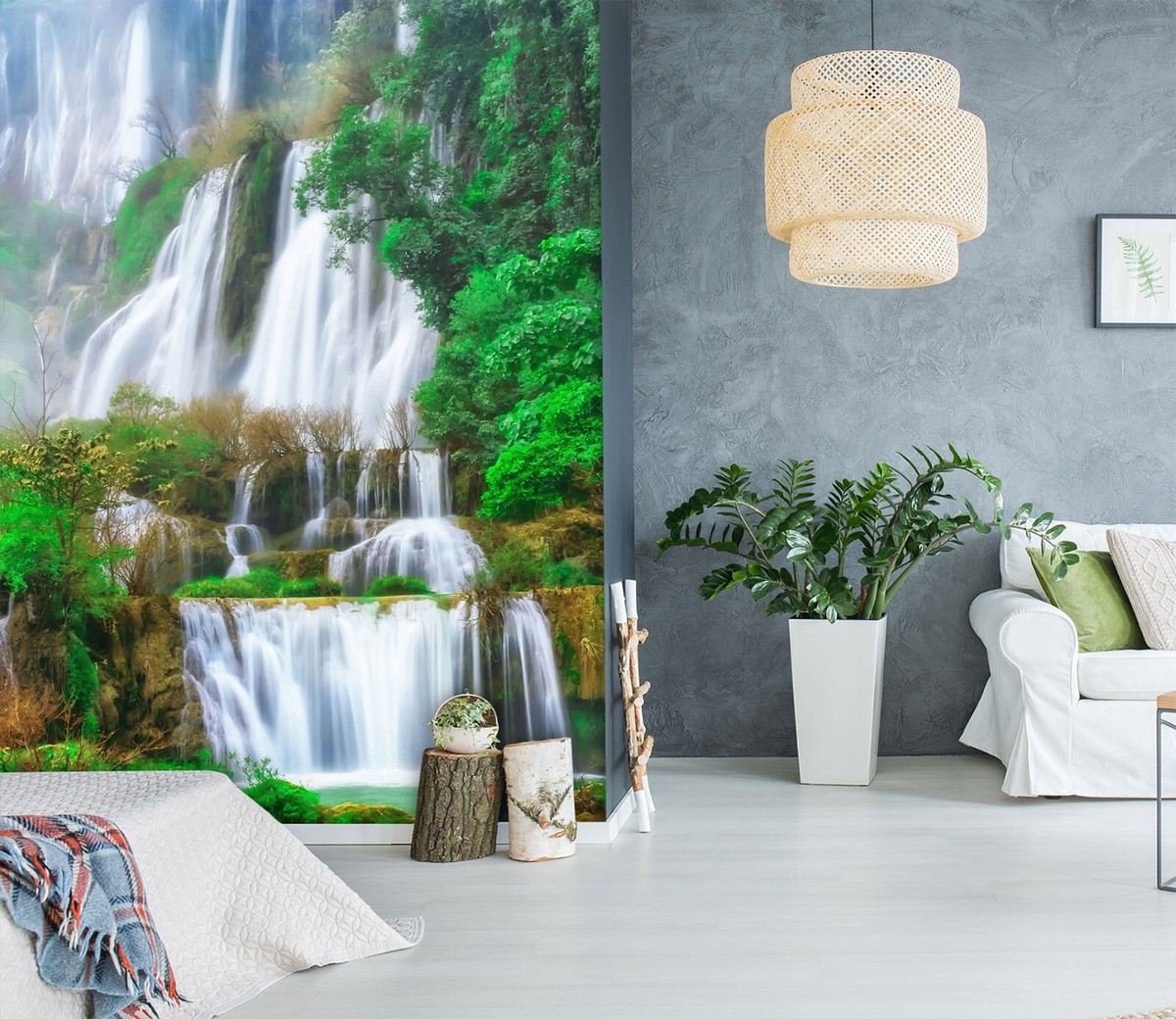 Misty Mountain Landscape Mural Wallpaper In Serene Green - View #11