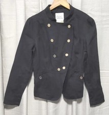 Savannah Miller Double Breasted Button Detail Cotton Denim Jacket Navy Size 10