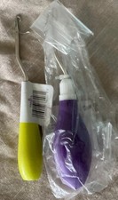 Lot 2 Bent Latch Hook Tools Plastic Handle