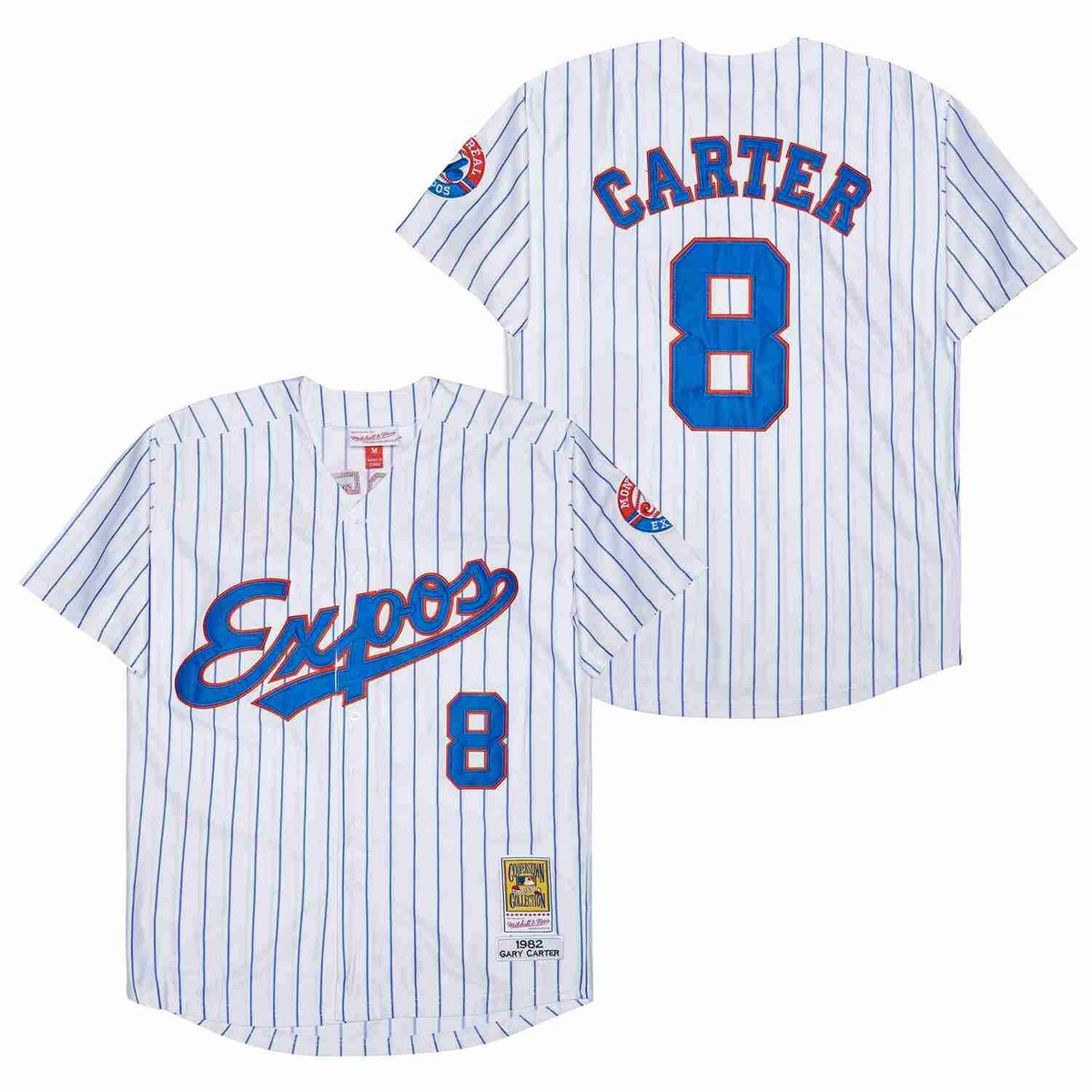 8 Gary Carter Expos Jersey Old Classic Style White Stripe Shirts Uniform