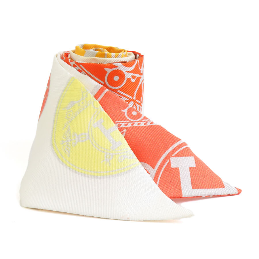 Auth HERMES Twilly Scarf White/Multicolor Silk - e59184i | eBay