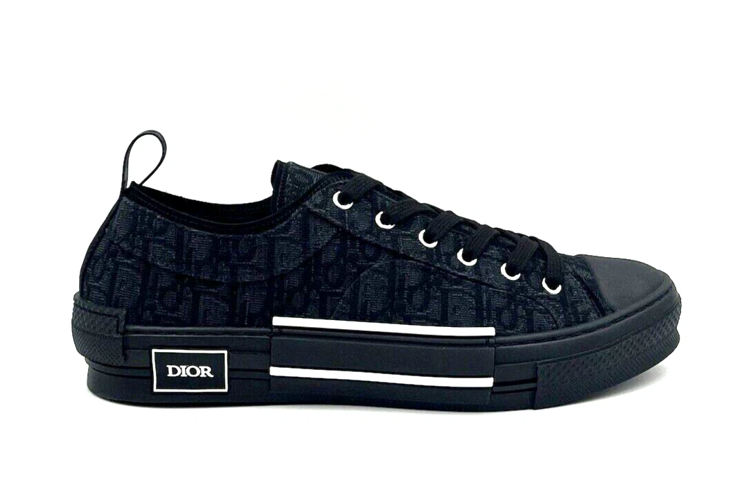 Baskets basses jacquard obliques noires DIOR B23