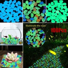 Glow in The Dark Pebbles Garden Glowing Rocks Fish Tank Luminous Stones 100Pcs