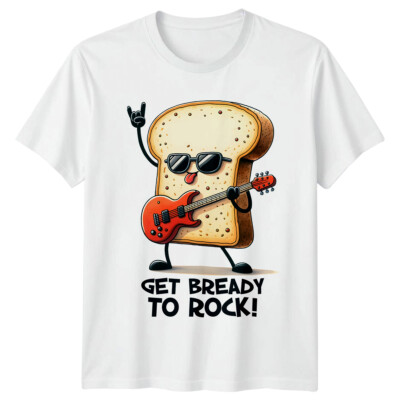 Get Bready To Rock T-Shirt lustig Brot Wortspiel Rocker Musik Band Tee
