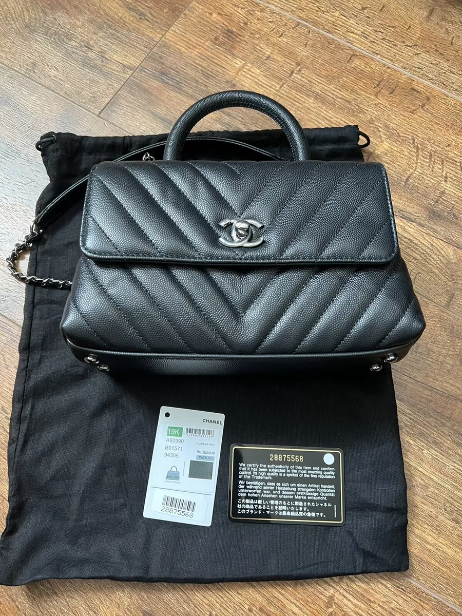 Chanel So Black Chevron Coco Handle Bag