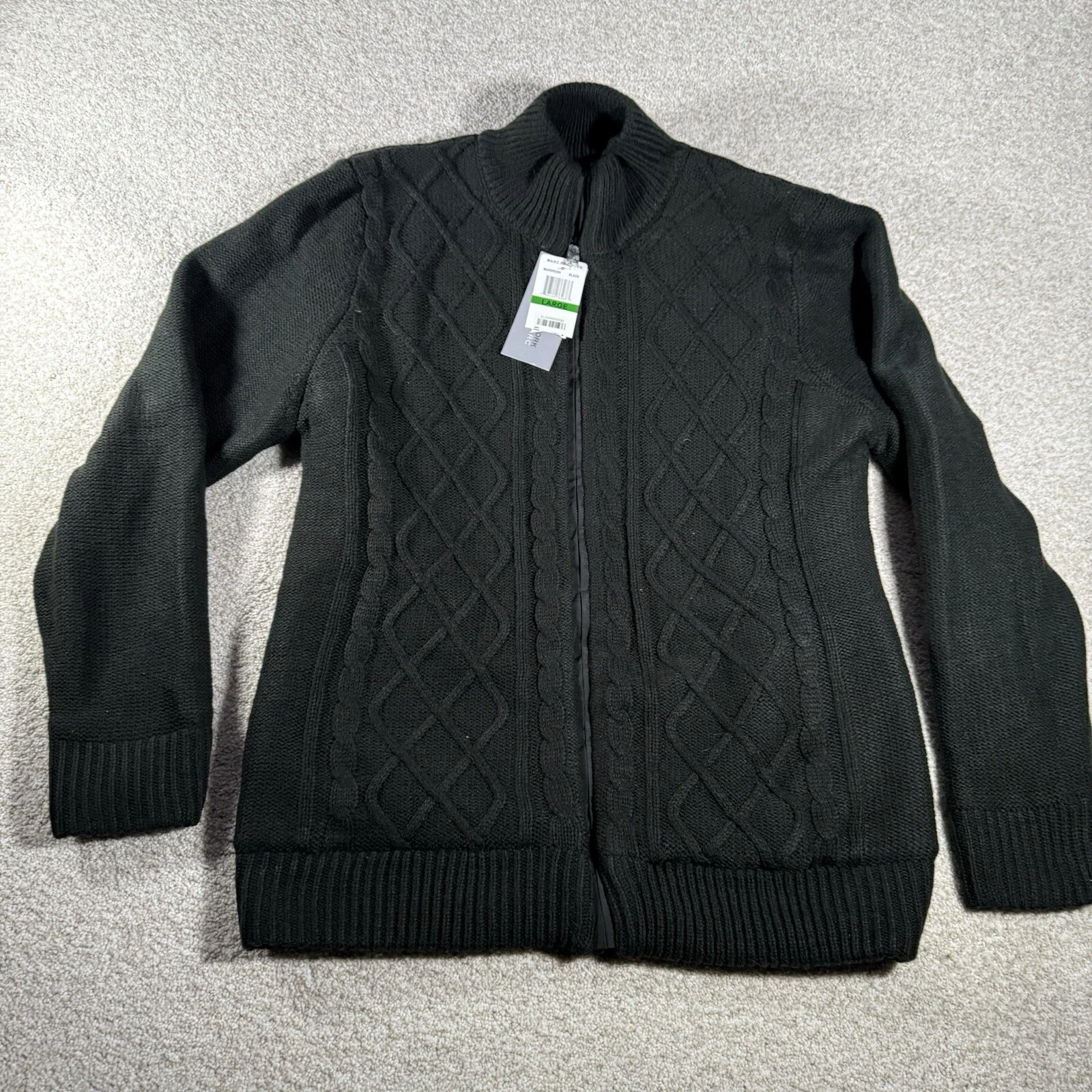 New Marc New York by Andrew Marc Men Long Sleeve Sweater Jacket Black Large NWT