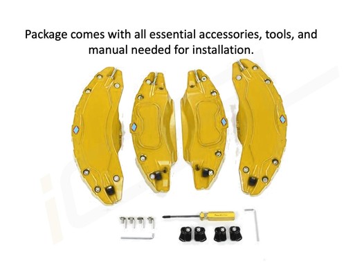 For Tesla Model Y Brake Caliper Covers Front & Rear Yellow Aluminum 20-23 (4PCS) - Picture 5 of 9