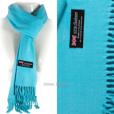 Mens Womens Winter Warm SCOTLAND Made 100% CASHMERE Scarf Scarves Plain Wool