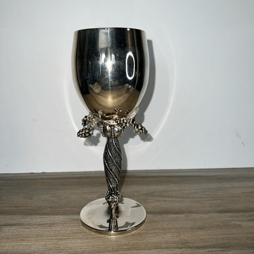 Vintage Wine Goblet Silver Plate Grape Design Spiral Stem Renaissance Regency