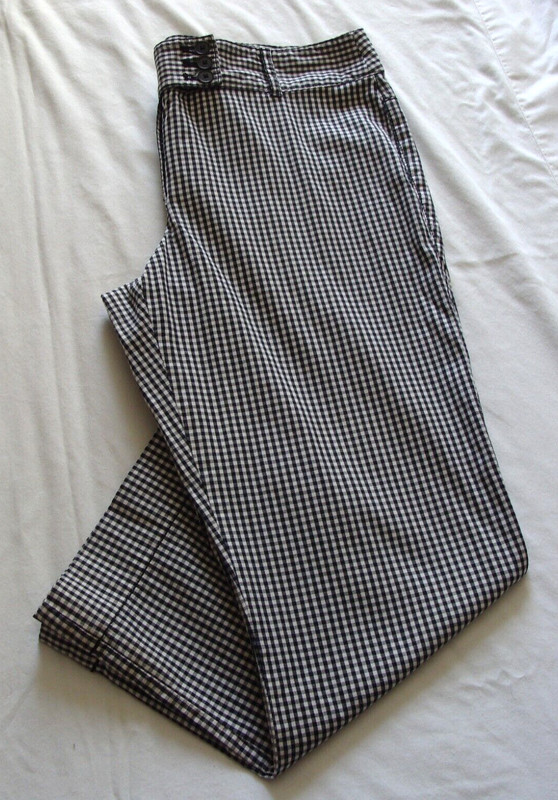 ANN TAYLOR LOFT Black & White GINGHAM Check MARISA CROP Capri Pant Sz 12 