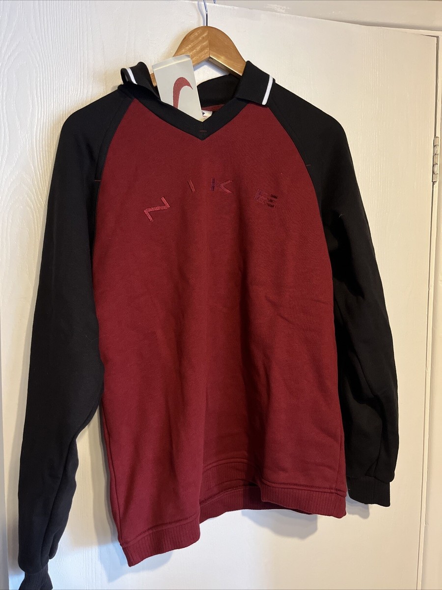 Vintage 90s Burgundy Black Nike Spell-Out Sweatshirt Dead Stock Nike XS 