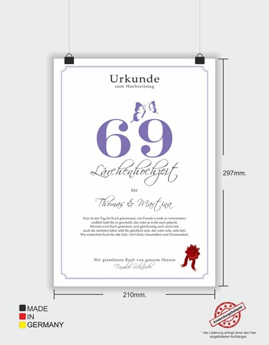 Hochzeitstag Geschenk Urkunde 1-80 Hochzeitstag Ehejubiläum wählbar - Bild 487 von 567