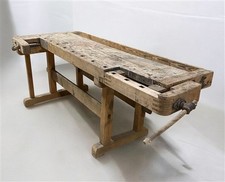 Rustic Work table, Vintage Carpenter's Workbench, Woodworking Console Table, Q