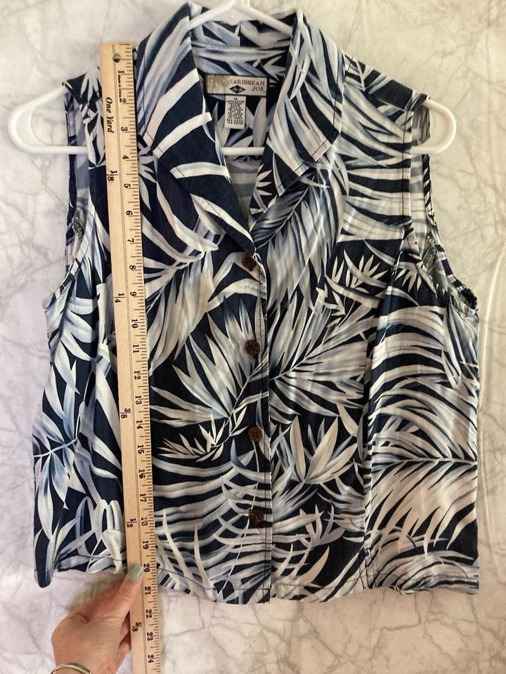 Camisa Hawaiana Caribbean Joe De Colección Para Mujer Talla M Vacaciones Playa Foto 4 de 4