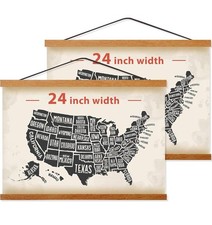 2 Pack 24in Wide Magnetic Poster Hanger Frame Movie Music Poster Wall Art Teak 