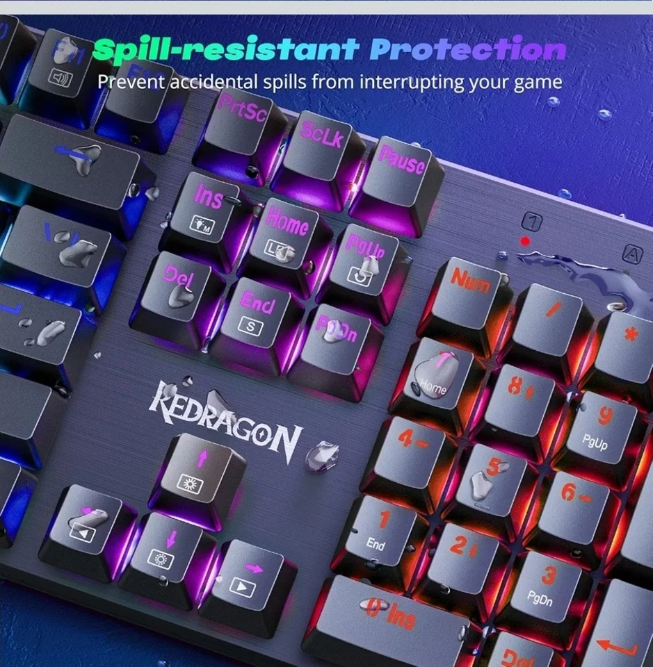 Redragon Sindri Keyboard RGB Lights Red Keys Open Box - Image 3 of 4