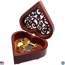 Pursuestar Heart-Shaped Edelweiss Music Box - Vintage Wind-Up Gift for Occasions