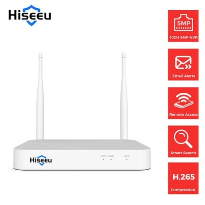 10CH Wifi NVR H.265 Network Video Recorder for 3MP/5MP Hiseeu Security System