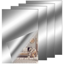 4 Pieces Self Adhesive Acrylic Mirror Sheet Flexible Non Glass Wall Sticky