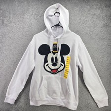 Disney Mickey Mouse Hoodie Sweatshirt Womens Medium White Embroidered NWT