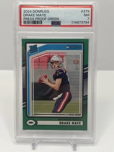 2024 Panini Donruss - Rated Rookie Drake Maye #379 Press Proof Green (RC) PSA 7