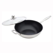 Swiss Diamond - 12.5" Nonstick Clad Wok w/Glass Lid