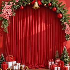 2 PCS 5x10 FT Red Backdrop Curtains Fabric Photography Drapes Wedding Party
