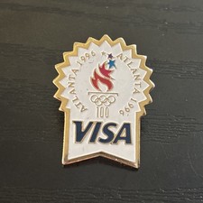 Atlanta 1996 Olympics Vintage Enamel Pin Sponsored By Visa D1