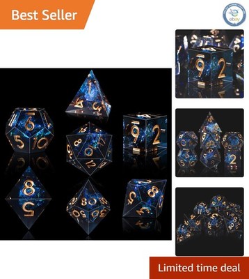 Stunning Dark Star 7-Die Set - Handmade Polyhedral Dice for Tabletop Adventures