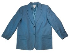PENDLETON 100 Virgin Wool Blazer Teal Single Button Made In USA Size 16