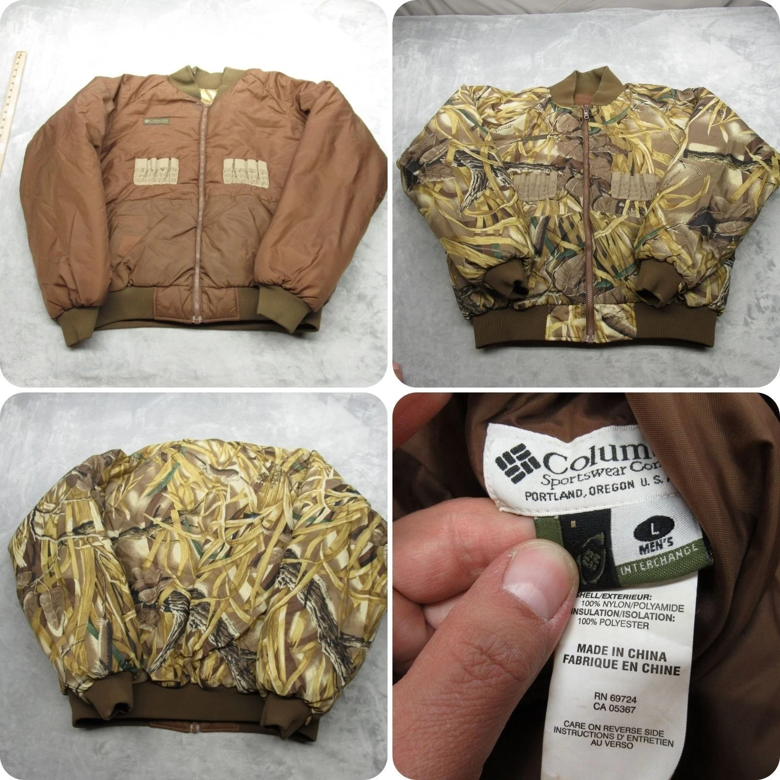 Columbia Jacket Men Large Camo Hunt Reversible Water Resistant Insulated Bomber