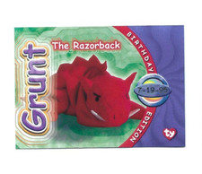 1999 Ty Beanie Babies Series 4 4092 Grunt Razorback - Purple Birthday Edition