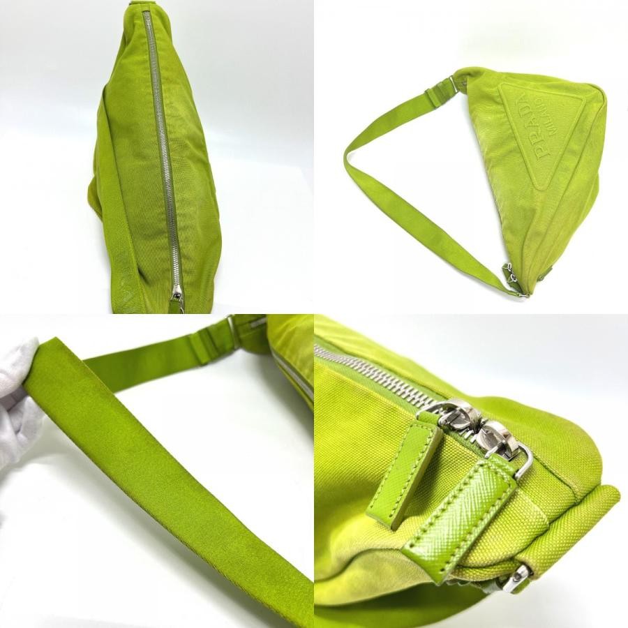 Prada 2VY007 Embossed Triangle Logo Green Shoulder Crossbody Bag thumbnail 9