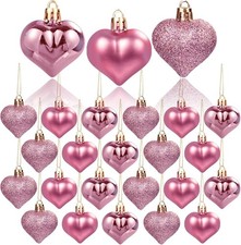 36Pcs Valentine's Day Heart Shaped Ornaments - Rose Gold Heart Tree Ornaments Ha