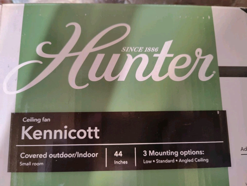 New Hunter Kennicott 44” Matte Black Indoor Outdoor Ceiling Fan 59613 - Image 4 of 4