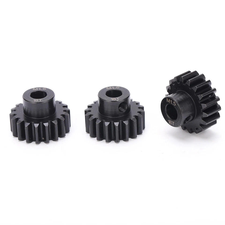 3x Steel Pinion Motor Gear M1.5 8mm 18T Shaft For 1/6 1/5 RC Model Car Motor - Image 3 of 4