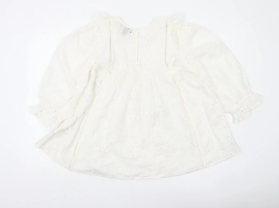 New Look Women White Maternity Blouse Size 10 Lace Ruffle Tunic Top - Image 3 of 4