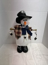 Christmas Winter Plush Snowman Free Standing White W/shovel